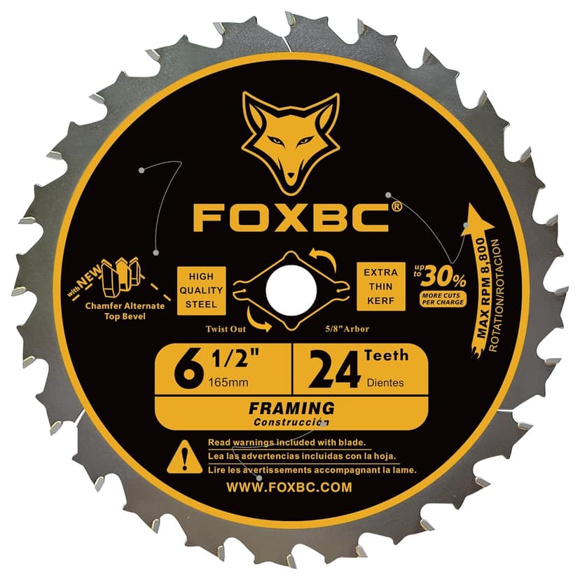 FOXBC 6-1/2 inch Circular Saw Blade 24T 60T Combo Pack, Wood Cutting, Thin-Kerf with 5/8" Arbor