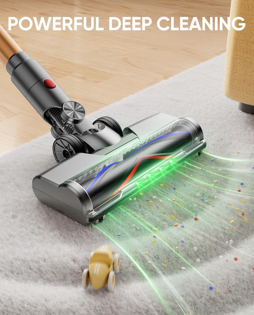 Cordless Vacuum Cleaner, 580W/48KPA/65Mins Vacuum Cleaners for Home, Super 1.8L Cup& Large LED Screen Stick Vacuum Anti-Tangle, Lightweight Cordless Vacuum with Charging Dock for Pet Hair/Carpet/Floor