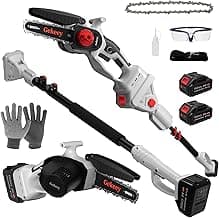 2-in-1 Electric Pole Saw for Tree Trimming, 6 Inch Cordless Mini Chainsaw with Max 15 FT Extension Pole, Battery Powered Pole Chainsaw with 2PCS 4.0 Ah Batteries, Adjustable Head for Gradening