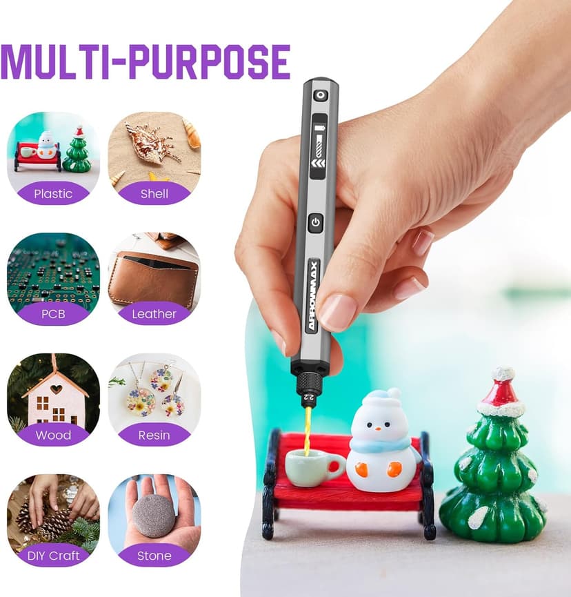 AM ARROWMAX Mini Drill Pen, 5-Speed, LED Lights, OLED Display, Aluminium Box, Resin Drill Set With 10 Small Bits, 3/32-Inch Shank, For Jewelry Making, Wood, Plastic