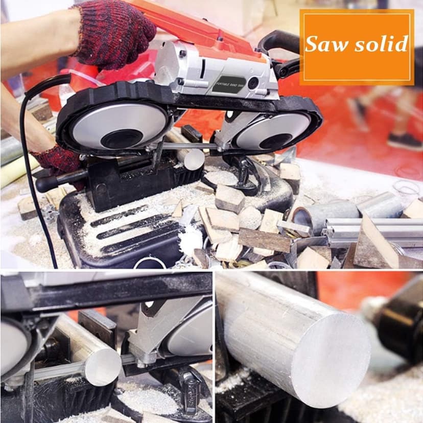 Anbull Portable Band Saw with Upgraded Removable Alloy Steel Base, 45°-90° Metal Cutting, 10A 1100W Motor, 5-inch Deep Cut, with .020-by-44-7/8-Inch 14 TPI Saw Blade and Led Spotlight