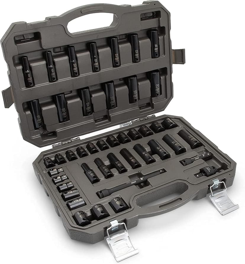 GEARWRENCH 44 Pc. 3/8" Drive 6 Point Standard & Deep Impact SAE/Metric Socket Set - 84916N