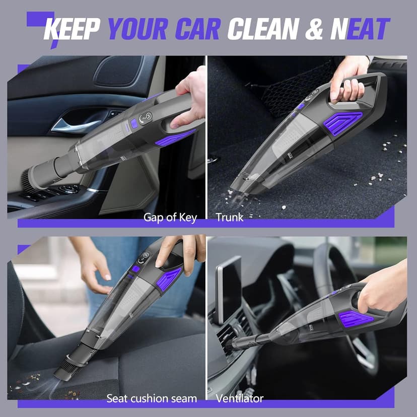 Handheld Vacuum Cordless Cleaner,Powerful Portable and Dust Buster Hand Vcauum Rechargeable with Large-Capacity Battery for CarPetOfficeHome