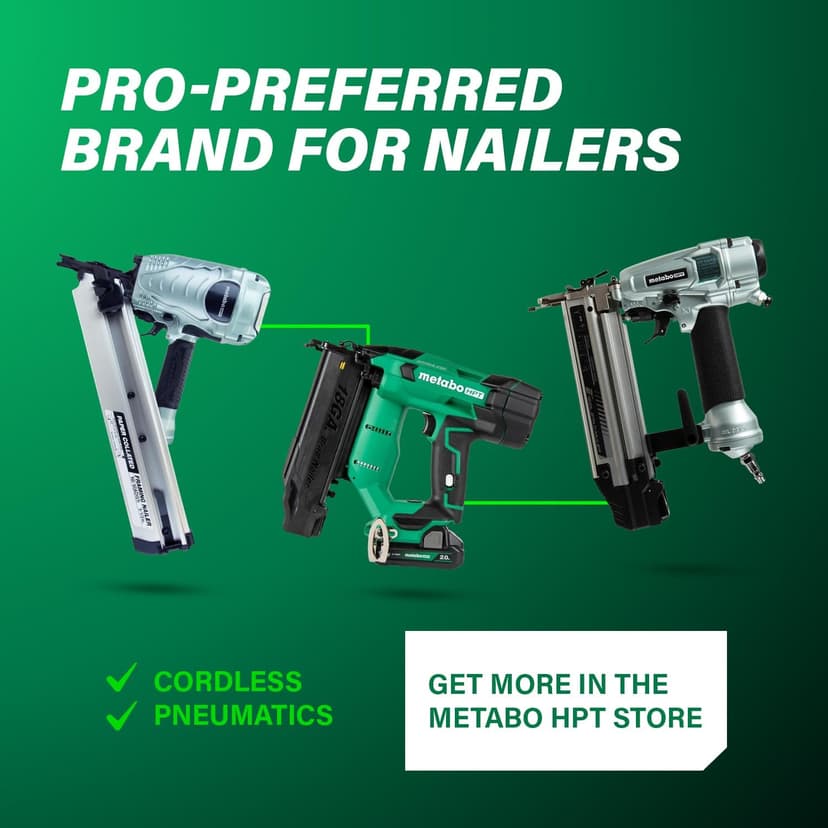 Metabo HPT Framing Nailer, Pro-Preferred Pneumatic Power Nailer & Framing Tool for Flooring, Roof Decking, Selectable Trigger & Rafter Hook, 21° 2" to 3-1/4" Plastic Collated Nails, NR83A5