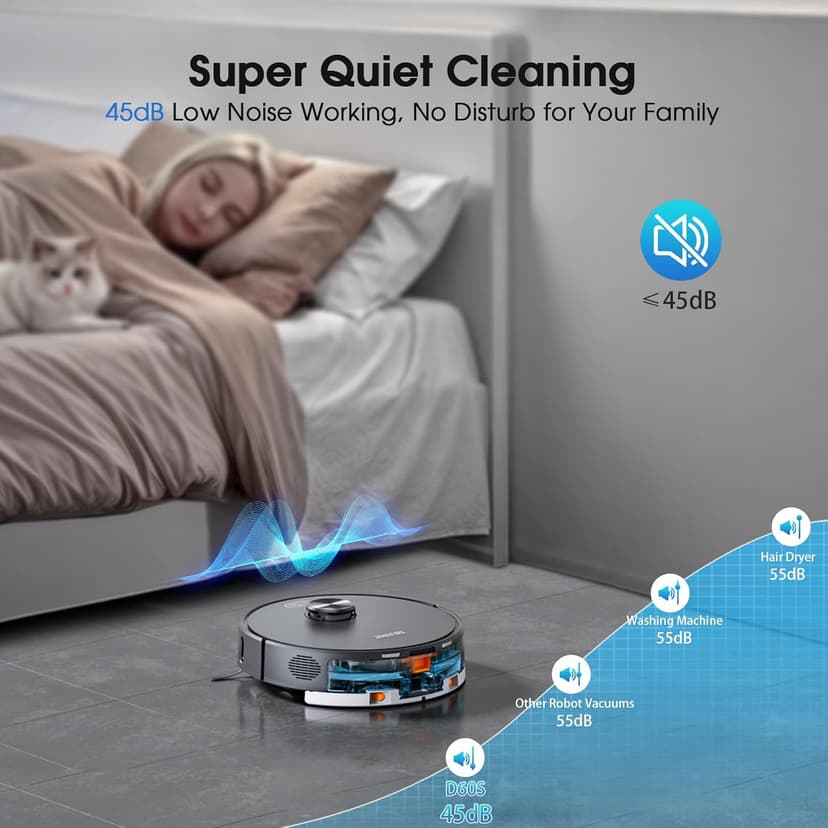 Robot Vacuum and Mop, Mapping Robotic Vacuums Cleaner with LiDAR Navigation Smart & Strong Suction, WiFi/App/Alexa/Voice Control, Obstacle Avoidance, for Home, Wood/Hard Floors, Pet Hair -Grey