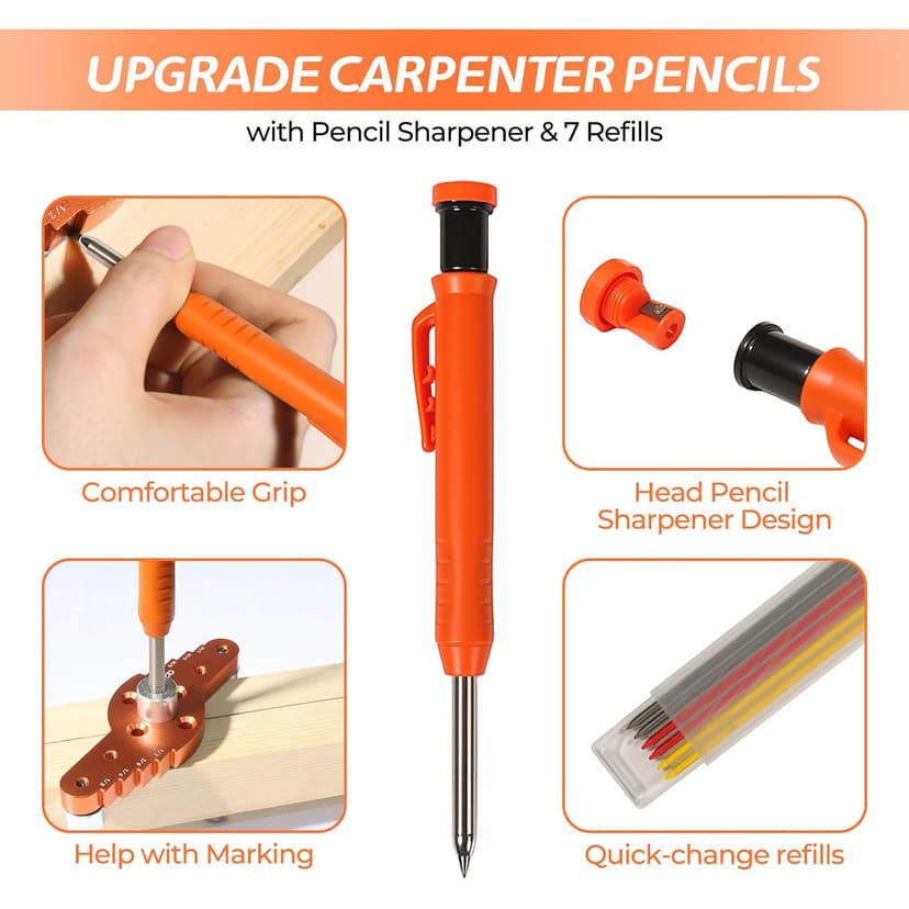 Dowel Jig Kit for Floating Shelf Bracket(& 1/2" x 11.8" Drill Bit),Self-Centering Scriber(& 6mm,8mm,10mm,12mm Drill Bits),Drill Guide for Hidden Shelf Brackets & Mantels,Centering Hole Drill