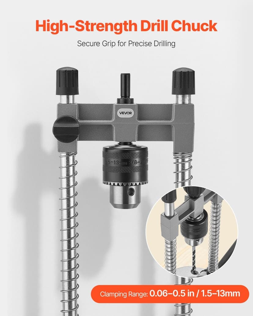 VEVOR Drill Guide, Multi-Angle Press Portable Precision Drilling Guide Jig Attachment, with Large Handle and Mounting Holes, Aluminum Alloy, for Drilling Angled or Straight Holes, for Wood Working