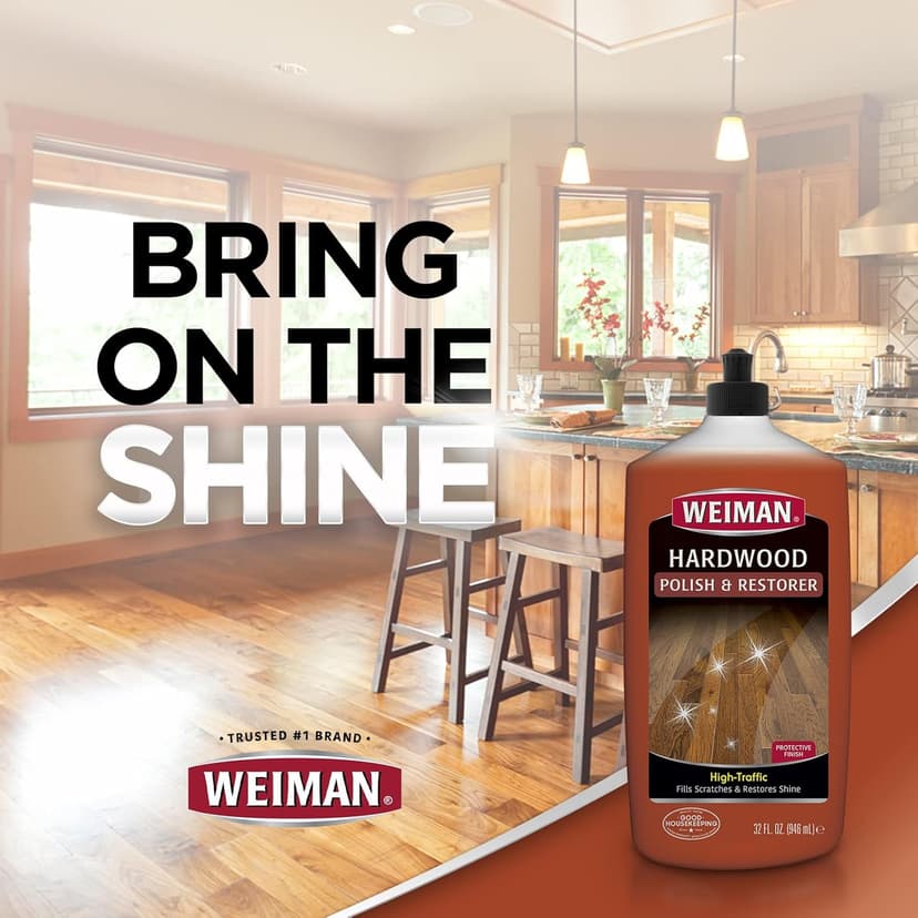 Weiman Hardwood Floor Cleaner and Polish Restorer Combo - 2 Pack - High-Traffic Hardwood Floor, Natural Shine, Removes Scratches, Leaves Protective Layer