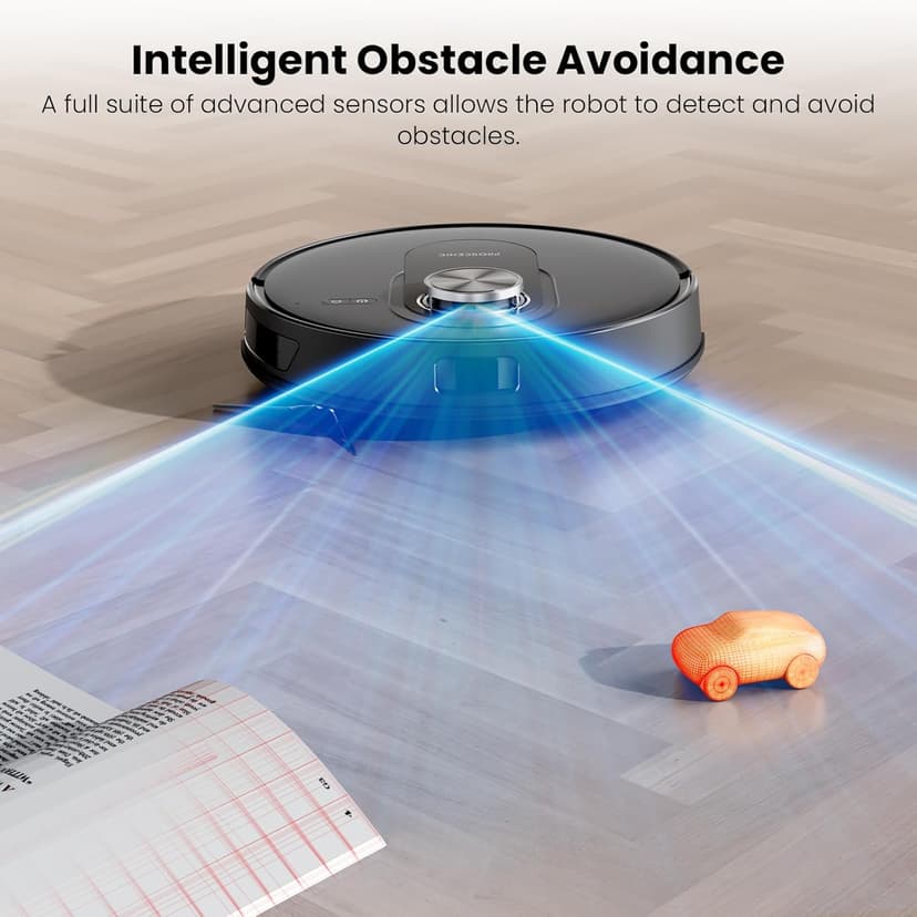 Proscenic Q8 Robot Vacuum Cleaner with Mop, Ultra Strong 6000Pa Robotic Vacuum with Lidar Navigation, 5 Real-Time Mapping, WiFi/Alexa/APP Remote Control Robot Hoover for Floor Carpet Pet Hair