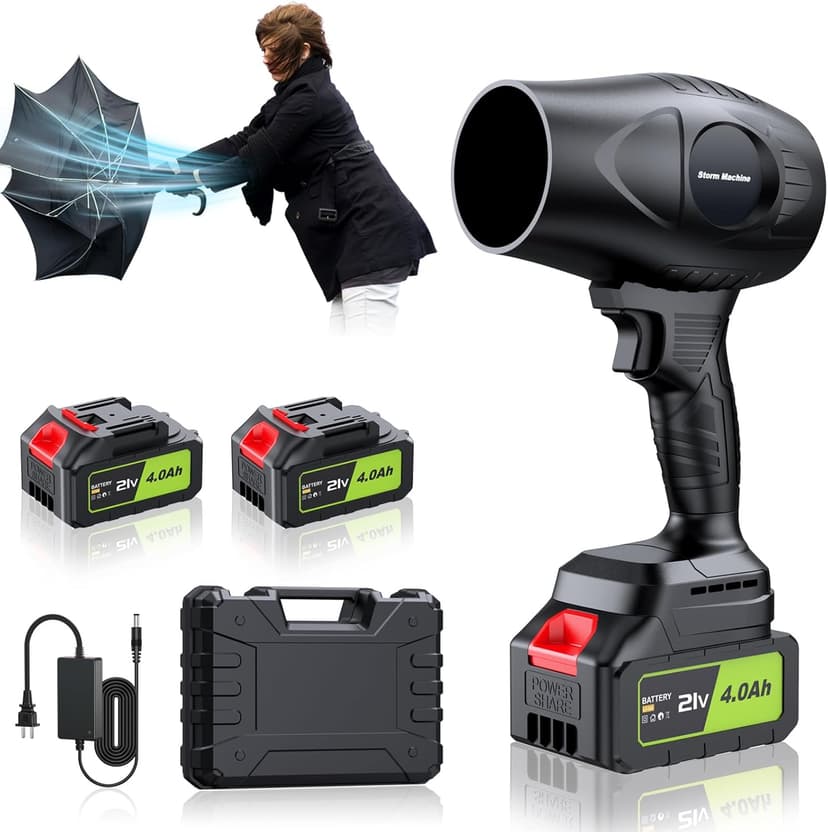 Electric-Cordless-Leaf-Blower - 500000RPM Handheld Leaf Blower - 2 X 4.0Ah Batteries and Charger Included, Lightweight Leaf Blowers for Patio Cleaning Dark