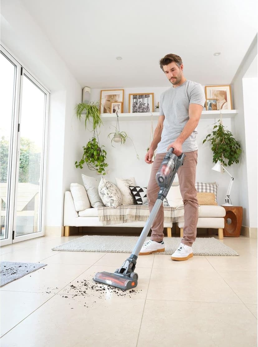 BLACK+DECKER POWERSERIES+ 20V MAX Cordless Vacuum Cleaner, Stick Vacuum Rechargeable with LED Floor Lights, Anti-Tangle Lightweight, Removable Battery (BHFEA18D1)