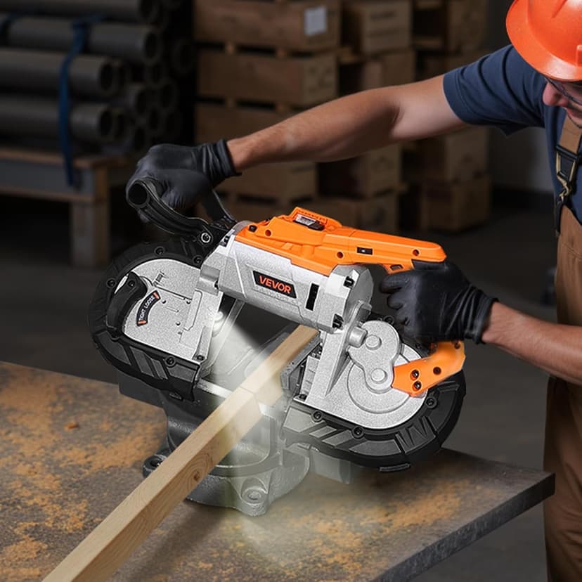 VEVOR 20V Portable Band Saw, 5 in Deep Cut, 360W Cordless Compact Bandsaw with Brushless Motor, Adjustable Speed, for Cutting Metal, Wood, Compatible with Makita Batteries (Bare Tool Only)