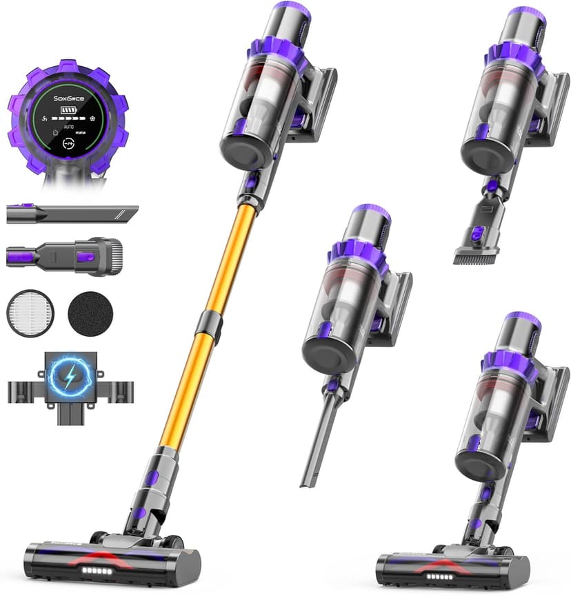 Cordless Vacuum Cleaner, 580W 48KPA 65Mins Runtime Self-Standing Vacuum Cleaners for Home, Stick Vacuum with Charging Dock Station Removable Battery, Handheld Vacuum for Carpet,Pet Hair,Hardwood Floor