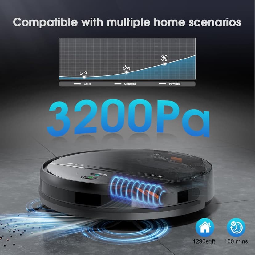 Robot Vacuum and Mop, 2-in-1 Robotic Vacuums Cleaner with Smart Max Strong Suction, WiFi/App/Alexa Voice Control, Obstacle Avoidance, for Pet Hair, Carpets and More