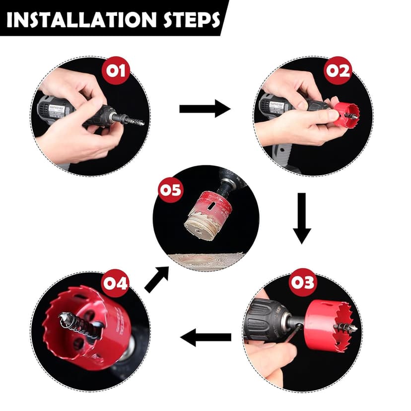 13PCS Bi-Metal Hole Saw Kit with Drill Bits, Carbide Hole Saw Set for Thin Metal and Wood, Cutting Diameter 3/4'' to 3''