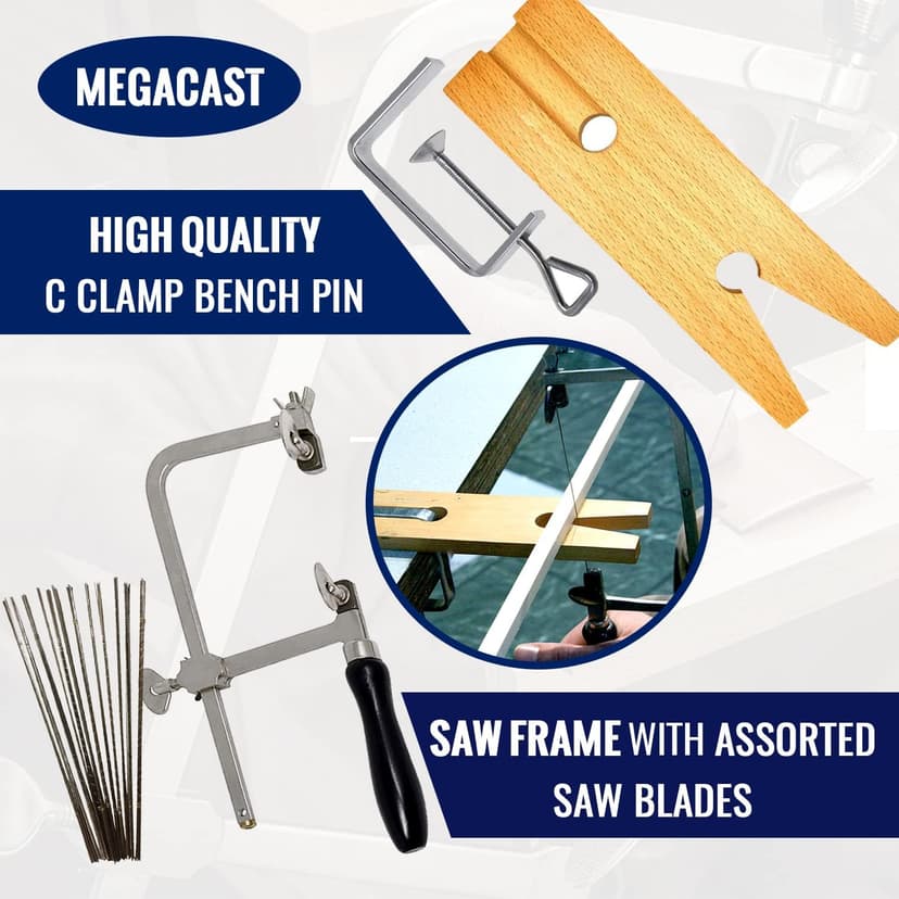3 in 1 Professional Jeweler's Saw Set Saw Frame 144 Blades Wooden Pin Clamp Wood Metal