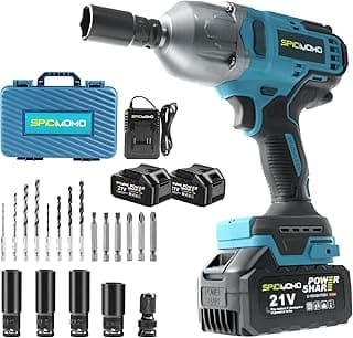 1/2 inch Cordless Impact Wrench - 1200N.m High Torque Heavy Duty Impact Gun with 2x 4.0Ah Batteries, 21V Powerful Impact Driver/Drill for Tough Auto Repair and Construction Tasks