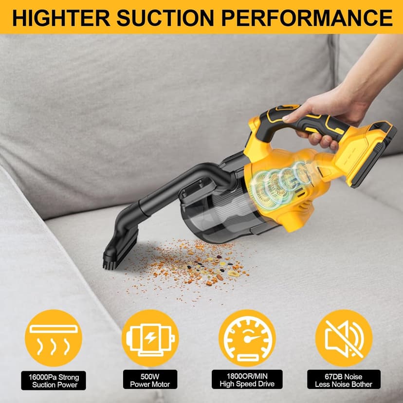 Cordless Vacuum Cleaner for Dewalt 20V Battery,100 AW Handheld Vacuum Cleaner with Washable HEPA Filter,55CFM Portable Shop Vacuum for Car/Pet Hair/Carpets/Hard Floors(No Battery)