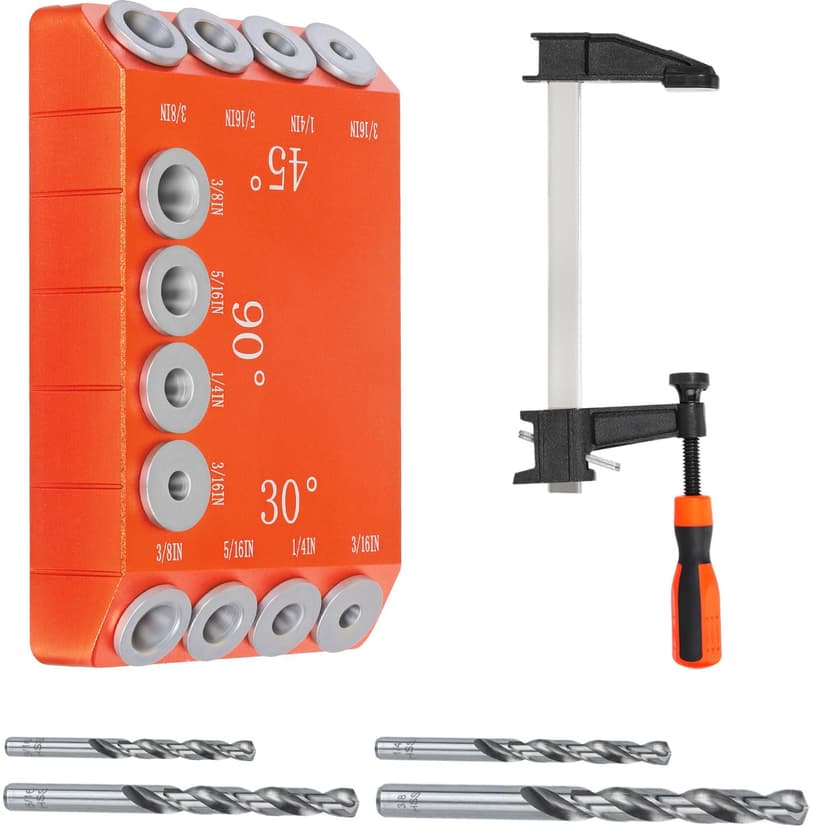 Steel DN Mate Aluminum Drill Guide, 30 45 90 Degree Angle 4 Sizes for Cable Railing Lag Screw Wood Post, Drill Hole Guide Jig for Angled/Straight Holes for Deck Cable Stair Handrail DG12