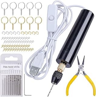 LET'S RESIN Electric Drill, 74Pcs Hand Drill with 3-Jaw Clamp-Applicable to A Larger Drilling Range (0-3mm), Grip Nose Pliers, Keychain Making Kit, Jewelry Making Kit, Jewelry tools, for Resin