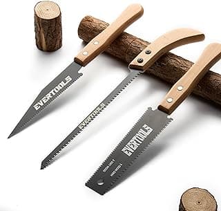 3-Piece Japanese Pull Saw Set - 6" Double Edge & Flush Cut & 11" Pruning Saw | Razor Sharp SK5 Steel | for Woodworking, Carpentry, Garden Trimming