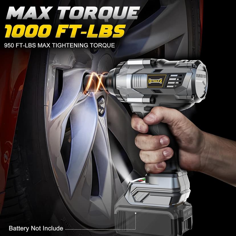 Cordless Impact Wrench 1/2 inch Compatible with DeWalt 20v Battery, 1000Ft-lbs(1360N.m) High Torque Impact Driver with 4-Modes, LED Light, Electric Impact Gun for Car/Truck/Mower(Bare Tool)
