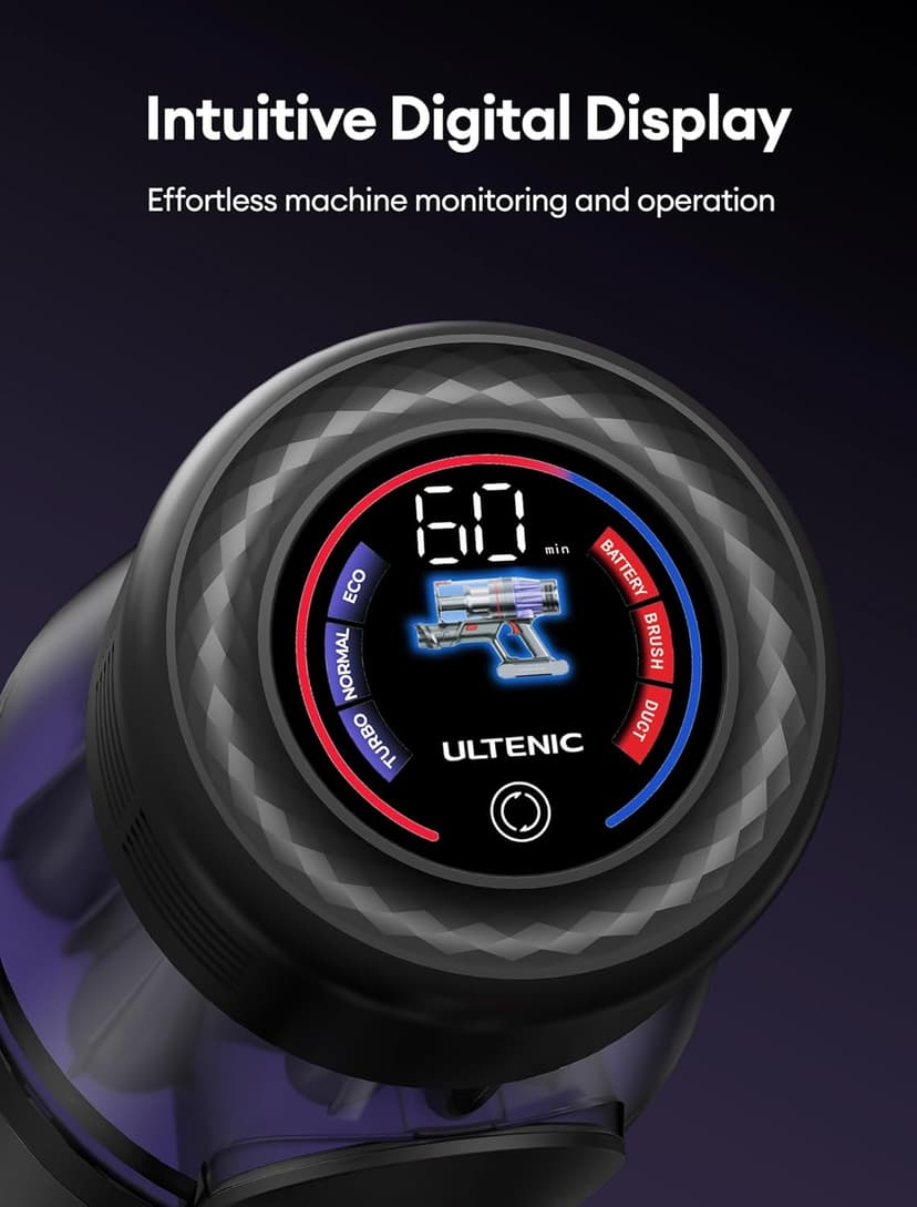 Ultenic Cordless Vacuum Cleaner, 550W/50Kpa, 60Mins Runtime, Stick Vacuum Cordless Rechargeable with 180°Bendable Wand, Anti-Tangle Brush, Vacuum Cleaners for Home/Pet Hair/Carpet/Floor U16