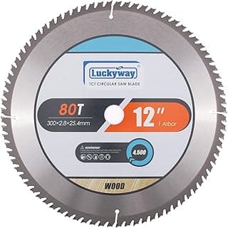 Luckyway 12 Inch Miter Saw Blade 80T with 1 Inch Arbor TCT Circular Saw Blade for Cutting Wood