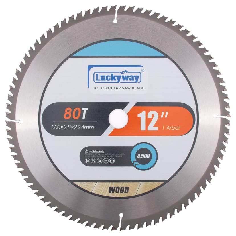 Luckyway 12 Inch Miter Saw Blade 80T with 1 Inch Arbor TCT Circular Saw Blade for Cutting Wood