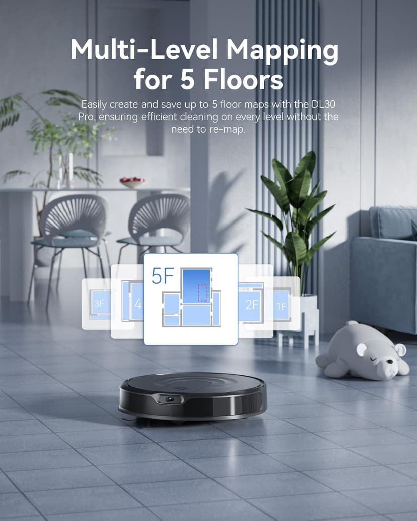 Robot Vacuum and Mop Combo, LiDAR Navigation, Ultra Slim Design, 9000Pa Suction Robotic Vacuum Cleaner – 200 Min Runtime, Auto Recharge, Customizable Cleaning for Pet Hair, Hard Floors