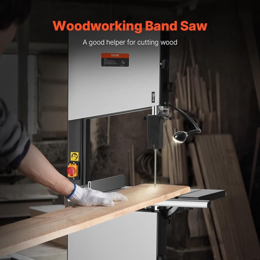 VEVOR Band Saw, 13.39-Inch, Benchtop Bandsaw with Stand, 440-846 RPM Continuously Viable Speed, 1100W 1-1/2HP, 110V, Optimized Work Light, and Miter Gauge, for Woodworking Aluminum Wood Metal Copper