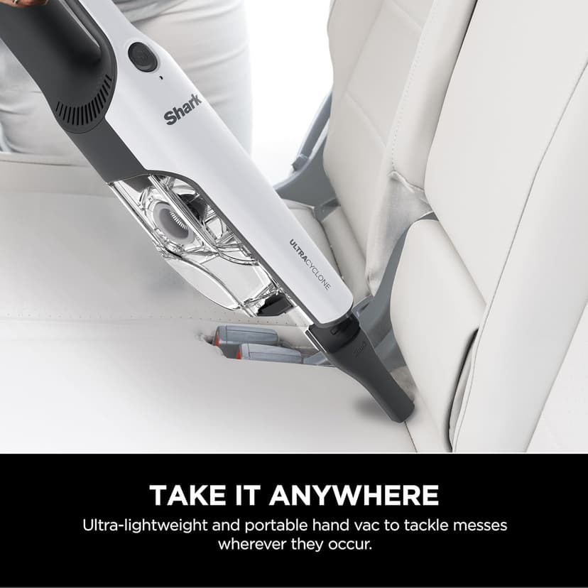 Shark CH963AMZ 2-in-1 Pet Pro Cordless Handheld Vacuum Ultracyclone System, Lightweight and Portable for Car and Home, Rechargeable, Washable Filter, XL Dust Cup, Crevice Tool & Scrubbing Brush, White