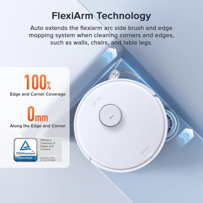 roborock Qrevo Curv S5X Robot Vacuum and Mop, 17000Pa Suction, Zero-Tangling Design, FlexiArm Side Brush & Mop, Smart Obstacle Avoidance, Self-Washing & Drying, Self-Emptying, Perfect for Carpet