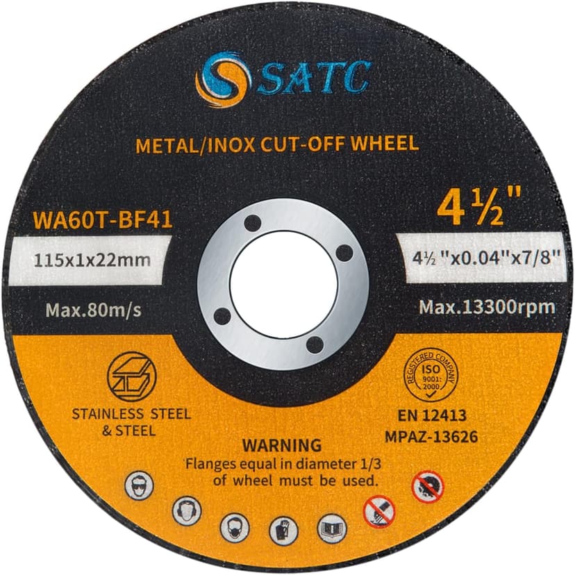 S SATC 4 1/2 Cut Off Wheel 50 PCS Cutting Wheels 4.5"x.040"x7/8" Angle Grinder Cutting Disc Ultra Thin Metal & Stainless Steel