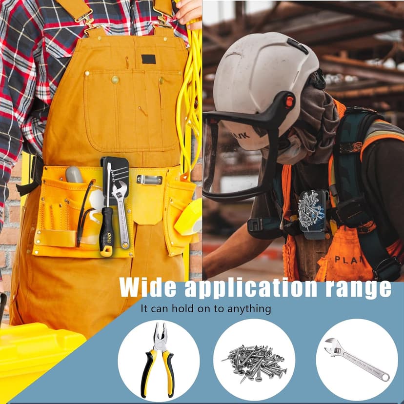 Magnetic Tool Holder Super Strong Tool Holster, Magnet Belt Clip Neodymium Magnet Leather Sleeve for Screws, Hammers, Sockets, Pliers, Drills, Wrenches Magnetic Tools and Hardware 2 Pcs