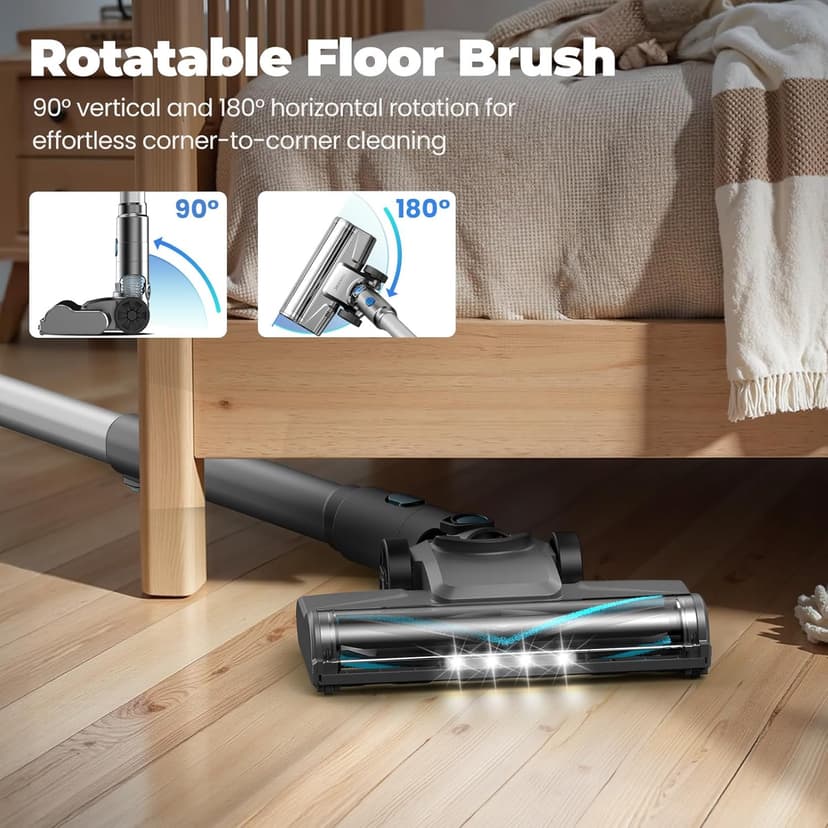 Cordless Stick Vacuum Cleaner with Self-Standing, 8-in-1 Vacuum Cleaners for Home, Lightweight Powerful Vacuum with LED Screen, Rechargeable Vacuum for Carpet, Pet Hair, Tile, Hardwood Floors