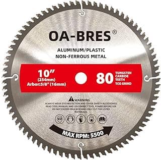 10 Inch 80T Aluminum Non-Ferrous Metal Saw Blade with 5/8-Inch Arbor, Upgrade TCG Grind