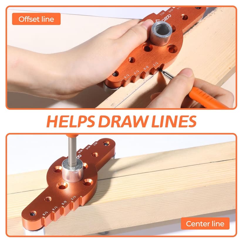 Dowel Jig Kit for Floating Shelf Bracket(& 1/2" x 11.8" Drill Bit),Self-Centering Scriber(& 6mm,8mm,10mm,12mm Drill Bits),Drill Guide for Hidden Shelf Brackets & Mantels,Centering Hole Drill