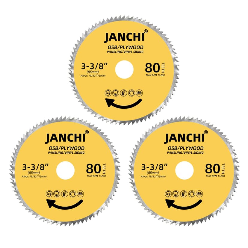 3Pack 5-1/2 Inch 130T Circular Saw Blade 5/8 Inch (16mm) Arbor, Plywood, OSB, Paneling and Vinyl Siding Fast and Smooth Cutting Saw Blade, with 5/8"-1/2" and 5/8"-3/8" Bushing