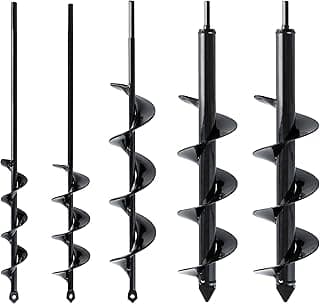 VASGOR Set of 5 Auger Drill Bit for Planting (1.6x16", 2x16", 2.6x16", 3x16", 3.5x16") - Easy Planter Garden Auger - Bulb & Bedding Plant Augers - Post Hole Digger for 3/8” Hex Drive Drill