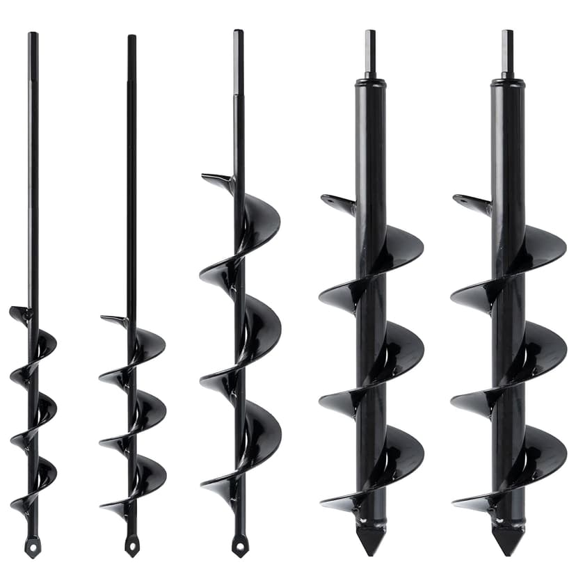 VASGOR Set of 5 Auger Drill Bit for Planting (1.6x16", 2x16", 2.6x16", 3x16", 3.5x16") - Easy Planter Garden Auger - Bulb & Bedding Plant Augers - Post Hole Digger for 3/8” Hex Drive Drill