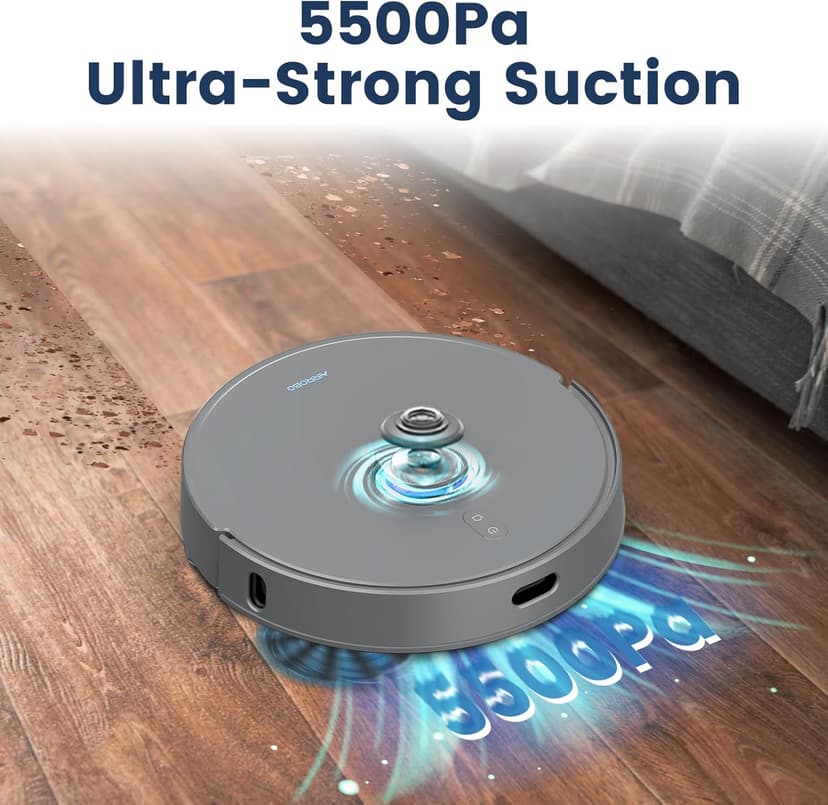 AIRROBO T25+ Robot Vacuum and Mop Combo, 5500Pa Suction, Pet Area Smart Boost, Carpet Detection, Tangle-Free Brush, LDS Mapping, APP Control, 3.5L Self-Empty Bin for Hard Floors, Carpets, Pet Hair