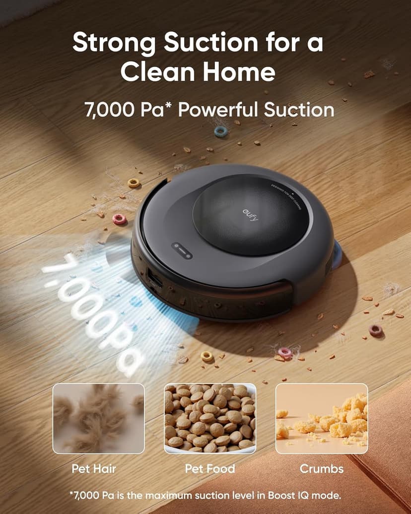 eufy Robot Vacuum Omni C20, Robot Vacuum and Mop Combo, Self Emptying, Auto Mop Washing and Auto Drying for Hands-free Cleaning, 7000 Pa Powerful Suction, 3.35-Inch Ultra-Slim Body, All-in-One Station