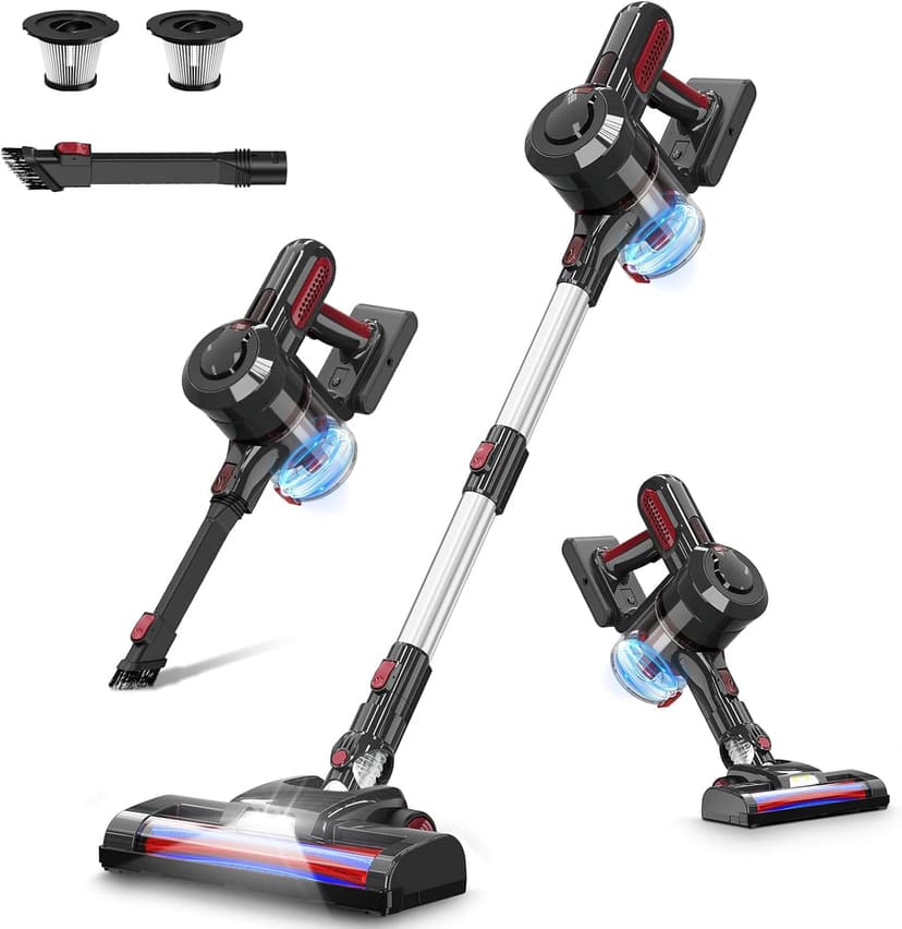 Cordless Vacuum Cleaner,30Kpa Cordless Stick Vacuum with 210W Brushless Motor, 45Mins Runtime, Detachable Battery, Lightweight Vacuum for Hard Floor, Carpet, Pet Hair