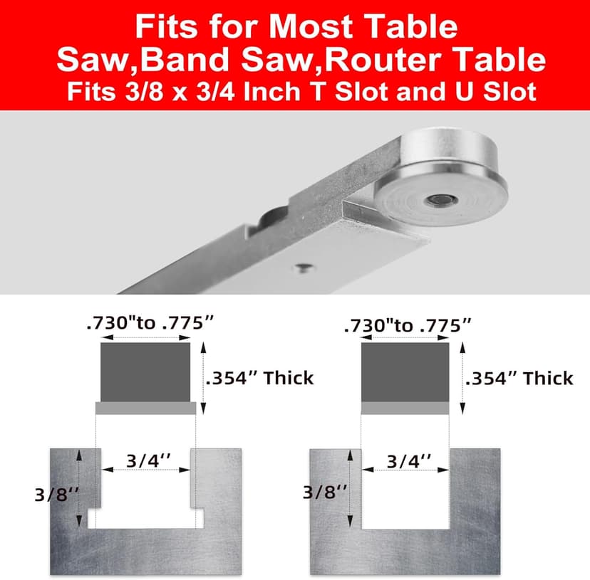 Table Saw Miter Gauge with Micro Adjustable Flip Stop and Extendable Fence and Quick Angle Stop for Table Saw Band Saw Router Table Fit 3/8 x 3/4" T Slot for Woodworking Crosscut, Miter Cut
