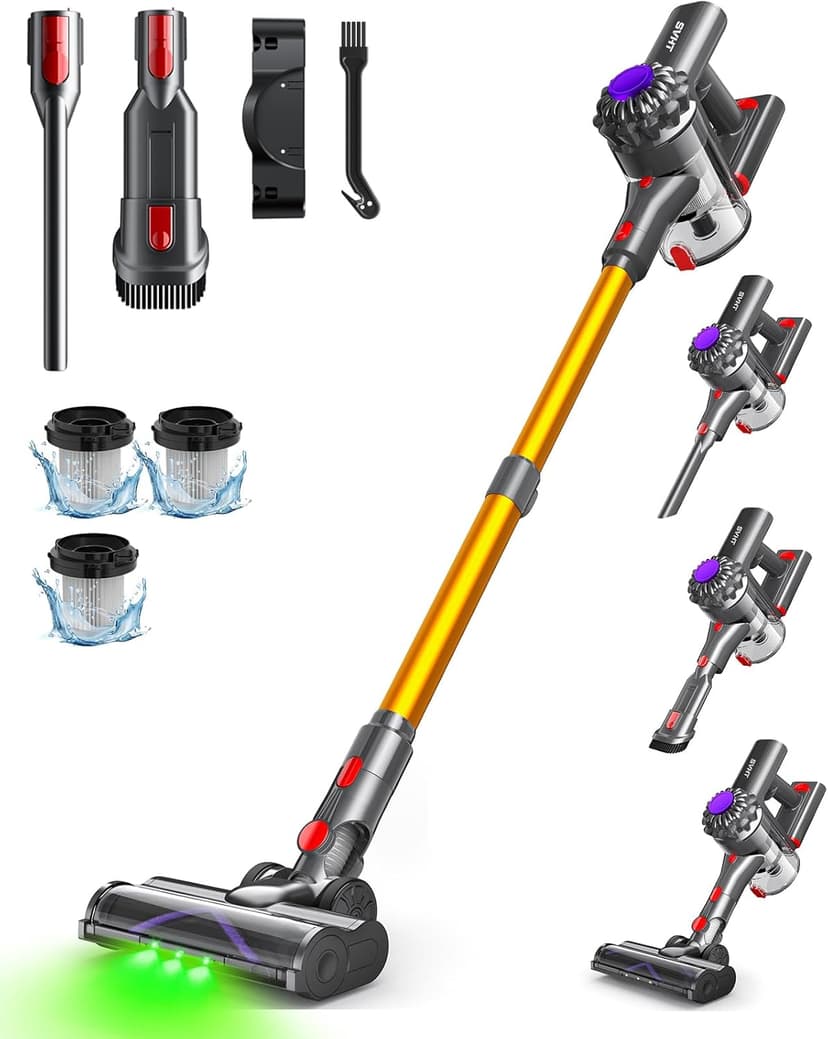 Cordless Vacuum Cleaner, 45Mins Powerful Vacuum Cleaners for Home, Lightweight Stick Vacuum Cordless with Advanced Green Light Tech, Rechargeable Battery Vacuum for Carpet,Pet Hair,Hardwood Floor