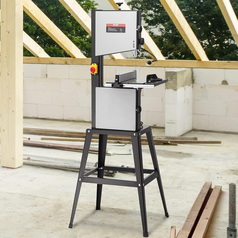 VEVOR Band Saw with Stand, 10-Inch, 560 & 1100 RPM Two-Speed Benchtop Bandsaw, 370W 1/2HP Motor with Metal Stand Optimized Work Light Workbench Fence and Miter Gauge, for Woodworking Aluminum Plastic