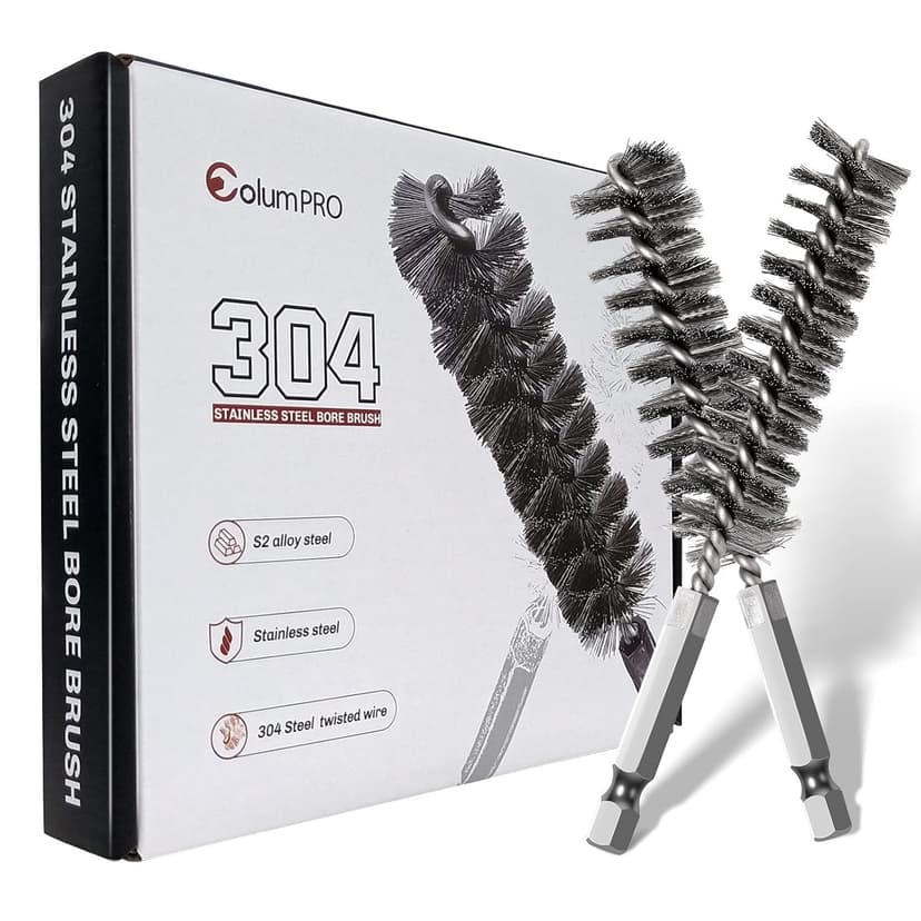 6PCS 304 Stainless Steel Bore Brush Copper Pipe Cleaner, Twisted Wire Drill Brush,1/4 Inch Hex Shank S2 Steel Handle, for Power Drill Plumbing Tools