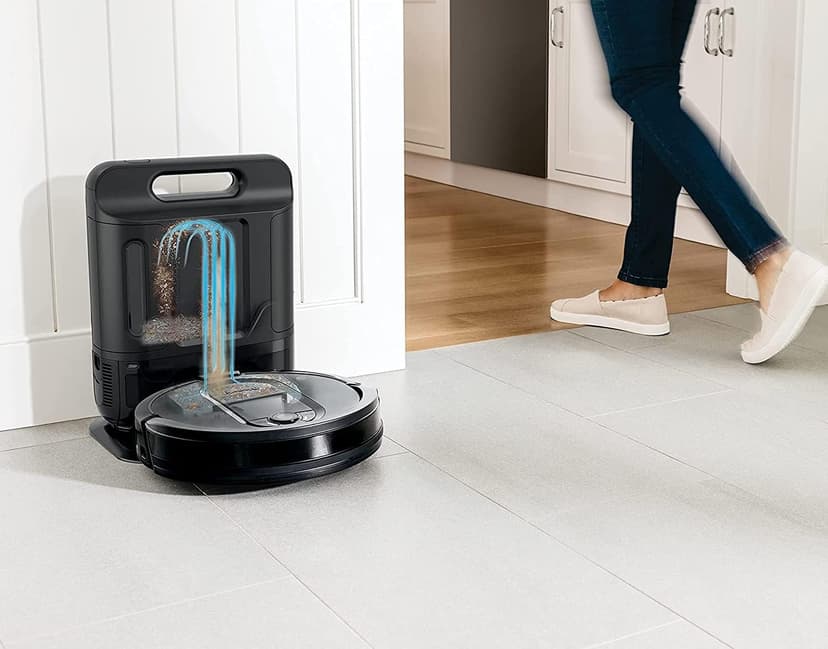 Shark AV1010AE IQ Robot Vacuum with XL Self-Empty Base, Bagless, 45-Day Capacity, Advanced Navigation, Alexa & Wi-Fi, Multi-Surface Brushroll, for Pets, Dander & Dust, Carpet & Hard Floor, Black