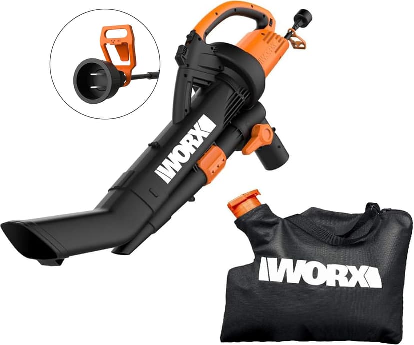 WORX WG509 12 Amp Trivac, 3 in 1 Electric Leaf Blower, Leaf Vacuum & Leaf Mulcher for Lawn Care
